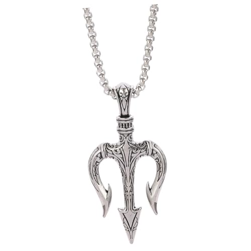 PartyKindom Titanstahl Trident Halskette Herren Leichte Robuste Griechische Anhänger Kette Hautfreundlich Langlebig Modisches für Freund zum Geburtstag von PartyKindom