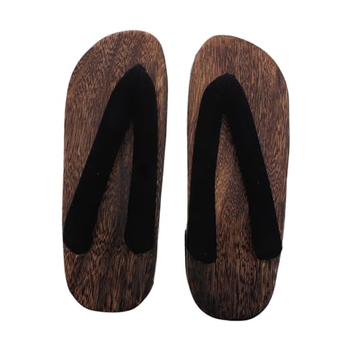 PartyKindom Traditionelle Japanische Holzclogs aus Verbranntem Paulowniaholz Runde Zehenform Langlebige Cosplay Sandalen für Herren Stilvolle Hausschuhe für Innen Außenbereich von PartyKindom