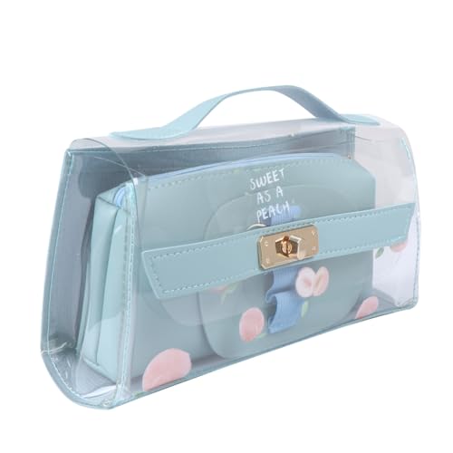 PartyKindom Transparente Kosmetiktasche mit Reißverschluss Große Kapazität Stifttasche und Make up Beutel Leicht Tragbar für Damen Mädchen und Multifunktionale Aufbewahrungstasche von PartyKindom