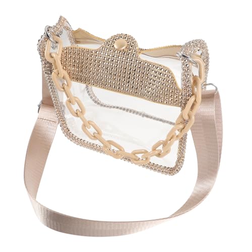 PartyKindom Transparente PVC Umhängetasche Damen Modische Schultertasche mit Kette Wasserabweisend Großer Stauraum Vielseitig für Reisen Alltag und Geschenkidee von PartyKindom