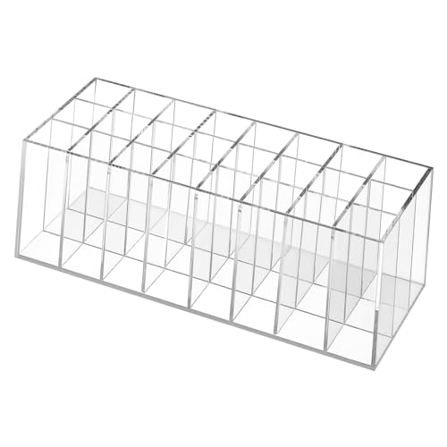 PartyKindom Transparentes Fächer Acryl Make Up Organizer Aufbewahrungsbox mit Lippenstift und Augenbrauenstifthalter Platzsparendes Kosmetik Display Rack für Schminktisch Vielseitiger von PartyKindom
