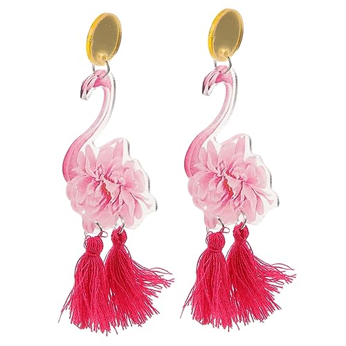 PartyKindom Trendige Flamingo Quasten Ohrringe Damen Leicht Ohrschmuck Allergiefrei Modisch von PartyKindom