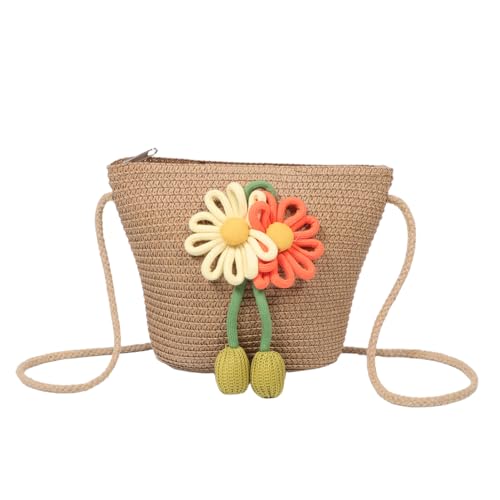 PartyKindom Umhängetasche für Mädchen Verstellbare Schultertasche mit Buntem Cartoon Design für Schule und Freizeit Sommer Accessoire für Kleine Prinzessinnen Beige von PartyKindom