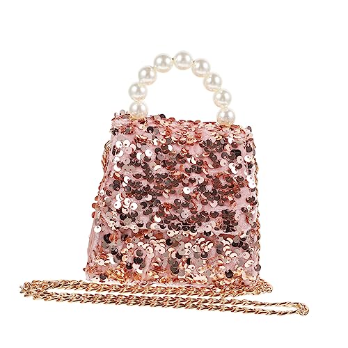 PartyKindom Umhängetasche mit Pailletten Kleine Mädchen Crossbody Bag in Rosa Schultertasche für Alltag Party Shopping Geschenkidee für Teens von PartyKindom