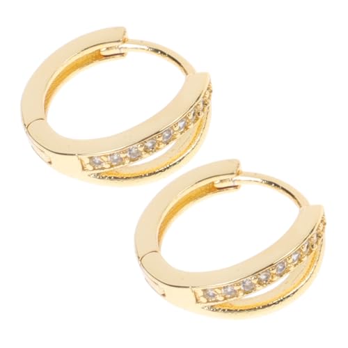 PartyKindom Vergoldete Statement Creolen Ohrringe Damen Doppellagige Kreis Designs Minimalistischer Chic Ohrstecker für Alltag und Besondere Anlässe von PartyKindom