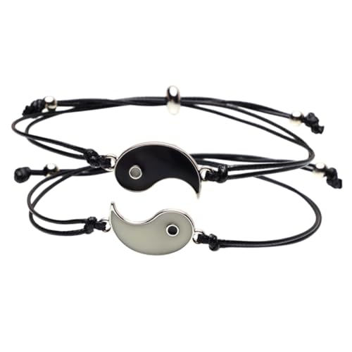 PartyKindom Verstellbare Armbänder für Leuchtendes Dunkel armband mit Tai Chi Design Freundschafts Partner Schmuck Charm Armband für Freundin und Herren Geschenk zu Valentinstag und Jubiläum von PartyKindom