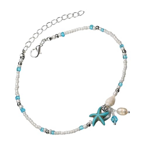 PartyKindom Verstellbare Damen Fußkette mit Muschelperlen Design Strand Schmuck Modisches Leichtes Armband für Frauen und Mädchen PartyKindom Verstellbare Damen Fußkette mit Muschelperlen Design Strand Schmuck Modisches Leichtes Armband für Frauen und Mädchen von PartyKindom