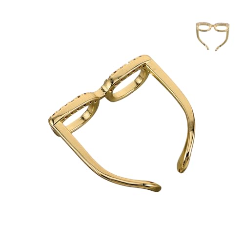 PartyKindom Verstellbarer Brillenring Damen Kupfer Offener Fingerring Kreatives Statement Schmuck Leicht Tragbar Komfortabel Einstellbar Modischer Fingerschmuck von PartyKindom