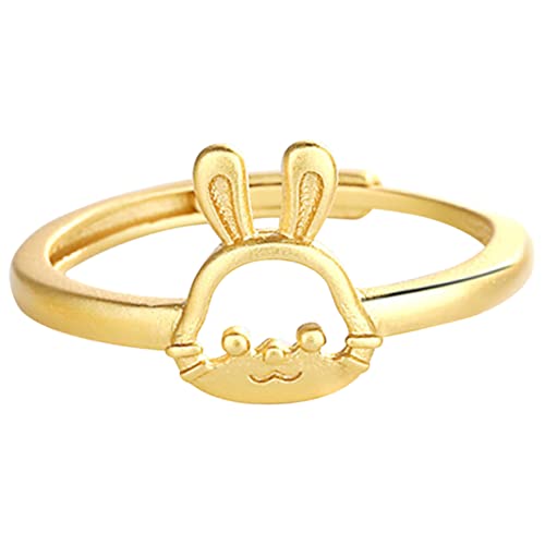PartyKindom Hasenring Damenring Verstellbarer Fingerring Aus Kupfer Langlebig Trendiger Modeschmuck Für Hasenliebhaber von PartyKindom