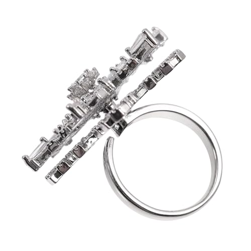 PartyKindom Verstellbarer Damenring Doppelter Schneeflocken Design Offener Fingerschmuck Weißgold Eleganter Modeschmuck für Festliche Anlässe und Alltag von PartyKindom