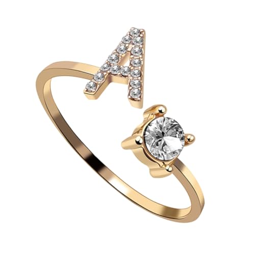 PartyKindom Verstellbarer Damenring mit Offenem Ende Modischer Buchstabenring in Gold Kreativer Modeschmuck für Fingerdekoration für Freundin und Alltag von PartyKindom