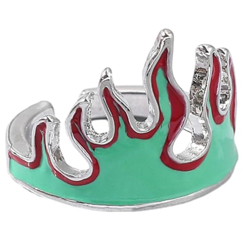 PartyKindom Verstellbarer Feuerflamme Ring aus Metall Kreativer Unisex Fingerring Modisches Schmuckstück für Damen und Herren Langlebiger Streetstyle Accessoire von PartyKindom