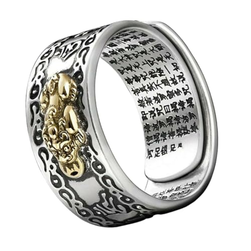 PartyKindom Verstellbarer Herrenring mit Deko Robuster Legierung Einzigartiges Feng Shui Schmuckstück Offener Retro Finger Schmuck für Männer Geschenkidee für Alltag und Anlass von PartyKindom