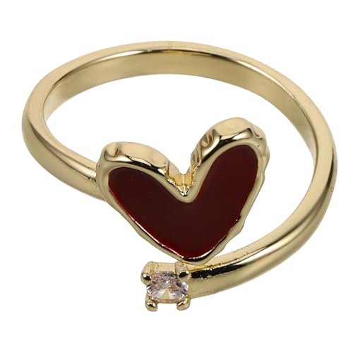 PartyKindom Verstellbarer Herzring Damen Zirkonia Offenes Design Funkelnder Schmuck Für Zeigefinger Hochzeit Jubiläen Schmuckstück von PartyKindom