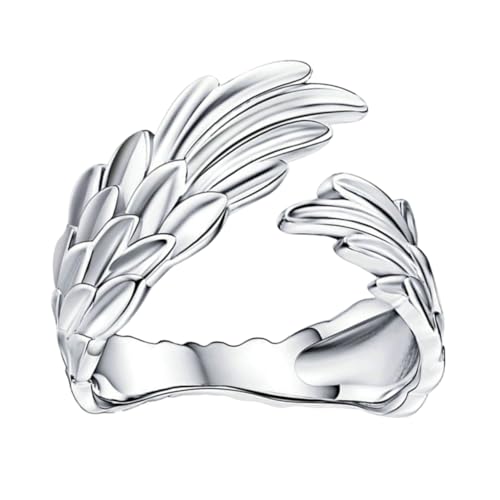 PartyKindom Verstellbarer Offener Ring für Damen Eleganter Flügel Hochwertigem Silber Modisches Schmuckstück für Besondere Anlässe von PartyKindom