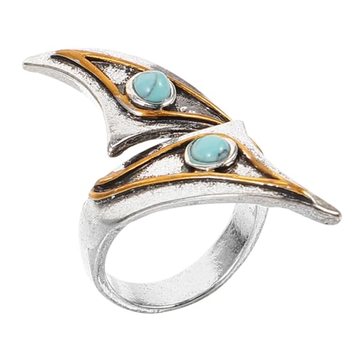 PartyKindom Verstellbarer Offener Ring mit Blauem Türkis Retro Schmuck Damen Eleganter Einstellbarer Fingerring für Geburtstag Hochzeit Festliche Anlässe von PartyKindom