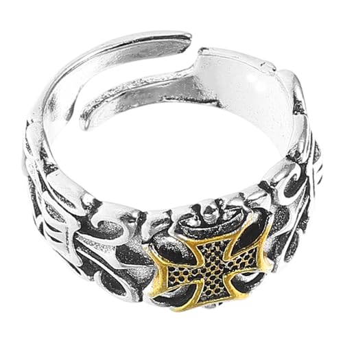 PartyKindom Verstellbarer Retro Herrenring im Coolen Punk Offener Kreuzring Hautfreundlichem Material Vintage Design für Männer Frauen von PartyKindom