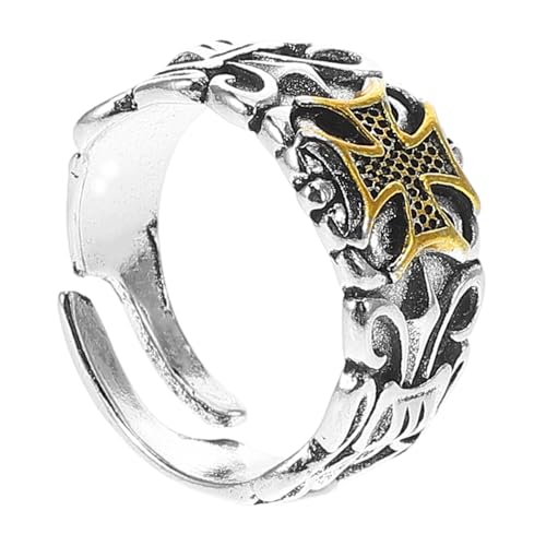 PartyKindom Verstellbarer Retro Ring für Herren Cooler Punk Vintage Kreuzring mit Individueller Prägung Eleganter Schmuck für Unisex Tragbar PartyKindom Verstellbarer Retro Ring für Herren Cooler Punk Vintage Kreuzring mit Individueller Prägung Eleganter Schmuck für Unisex Tragbar von PartyKindom