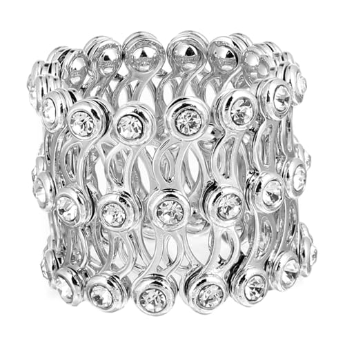 PartyKindom Verstellbarer Silberring und Armband mit Strasssteinen Wandelbarer Flexibler Fingerring und Armreif Eleganter Schmuck für Damen und Modisch Vielseitig Tragbar von PartyKindom