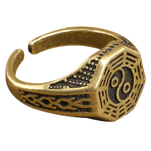 PartyKindom Verstellbarer Taoismus Statement Ring aus Unisex Jang Design Chinesisches Kulturschmuckstück für Herren und Damen Vintage Stil für Alltag und Festlichkeiten von PartyKindom