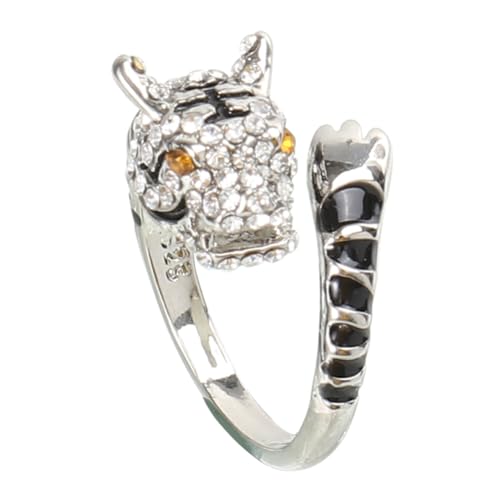 PartyKindom Verstellbarer Tierkreiszeichen Ring Tiger Design Unisex Schmuck aus Kupfer für Damen Herren Modischer Finger Decor zur Geburtstag Hochzeit von PartyKindom