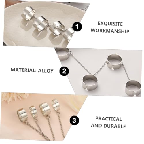 PartyKindom Verstellbares Punk Ketten Fingerring Set Offenes Manschetten Design Damen Schmuck Trendiger Modischer Accessoire Für Alltag Und Party von PartyKindom