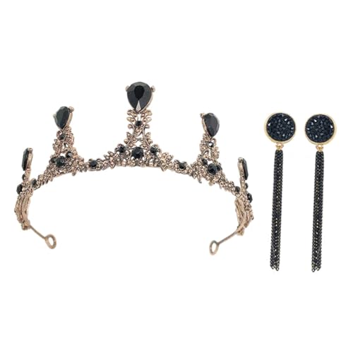 PartyKindom Vintage Brautschmuck Krone Set mit Ohrringen Barock Schwarze Hochzeits Kopfschmuck Leichtes Langlebiges Braut Tiara Set für Hochzeit Fest Party und Geburtstag PartyKindom Vintage Brautschmuck Krone Set mit Ohrringen Barock Schwarze Hochzeits Kopfschmuck Leichtes Langlebiges Braut Tiara Set für Hochzeit Fest Party und Geburtstag von PartyKindom
