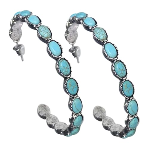 PartyKindom Vintage C Form Ohrringe Damen Türkisfarbene Metall Creolen Große Runde Ohrschmuck für Mädchen Elegant Leicht zu Tragen für Alltag Party Hochzeit von PartyKindom