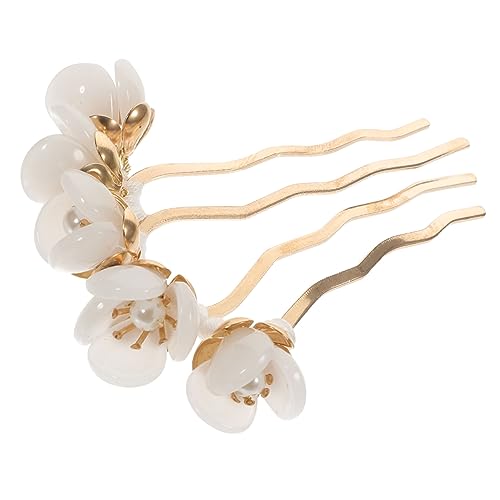 PartyKindom Vintage Chinesische Haarnadel mit Perlen Handgefertigter Weißer Blumen haarstab Fester Sitz Elegant für Damen Traditioneller Haarschmuck für Hochzeit und Besondere Anlässe von PartyKindom