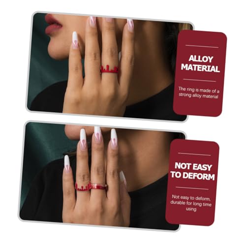 PartyKindom Vintage Damen Ring mit Kreativem Blutrotem Flammen design Leichter Hautfreundlicher Fingerschmuck aus Langlebiger Legierung für Alltag Party und Besondere Anlässe von PartyKindom