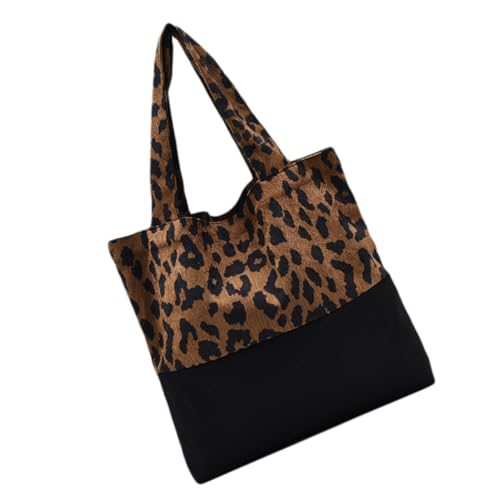PartyKindom Vintage Damen Umhängetasche Leopard Muster Große Canvas Tasche mit Modischem Animal Print Geräumig für Alltag Einkaufen Arbeit und Freizeit Stilvoll und Vielseitig für Frauen von PartyKindom
