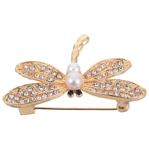 PartyKindom Vintage Dragonfly Brosche mit Strasssteinen und Perle Anstecknadel für Damen Stilvolles Schmuckaccessoire für Kleidung Schals und Anzüge Vielseitig Kombinierbar für Formelle von PartyKindom