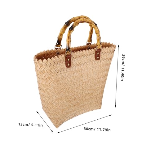 PartyKindom Vintage French Stil Strohtasche Damen Handgewebte Rattan Clutch Strandtasche Große Geflochtene Einkaufstasche Sommer Tasche für Urlaub Hochzeit und Alltag Beige von PartyKindom