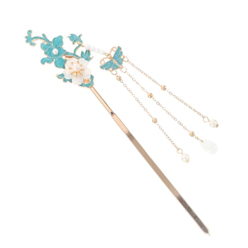 PartyKindom Vintage Haarnadeln Handgemachte Metall-blumennadeln Mit Quasten-design Für Frauen Und Mädchen Blau Chinesische Haarnadel Retro Haarstab von PartyKindom