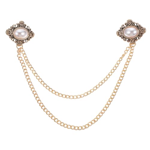 PartyKindom Vintage Herren Anstecknadel mit Kette Stilvolle Brosche Imitationsperle für Anzüge Strickjacken und Hemden Zeitloses Herrenaccessoire von PartyKindom