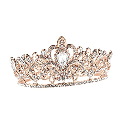 PartyKindom Vintage Hochzeitskrone Roségold mit Strassbesatz Vollverzierte Braut Tiara Komfortabler Haarschmuck für Hochzeit Braut und Besondere Anlässe PartyKindom Vintage Hochzeitskrone Roségold mit Strassbesatz Vollverzierte Braut Tiara Komfortabler Haarschmuck für Hochzeit Braut und Besondere Anlässe von PartyKindom