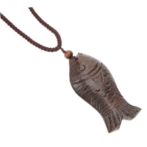 PartyKindom Vintage Holzfisch Halskette Damen Herren Pullover Schmuck Ethno Stil Langer Anhänger Geschenkidee von PartyKindom