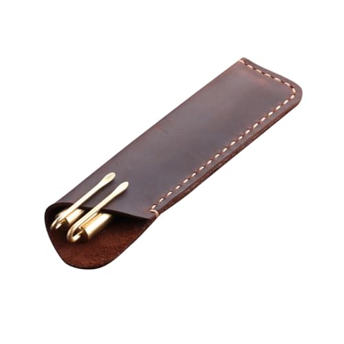 PartyKindom Vintage Leder Stifttasche Handgefertigt Echtes Rindsleder Stilvoller Stifthalter mit Retro Design Langlebige Bleistift Aufbewahrungstasche für Büro Schule Studium Eleganter Pen von PartyKindom
