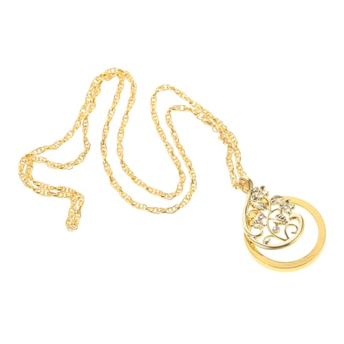 PartyKindom Vintage Magnifying Glass Charm Halskette mit Facher Lupe Goldfarbener Blüten Anhänger Modisches Accessoire zum Lesen für Damen und Herren Eleganter Schmuck für Alltag und von PartyKindom