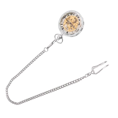 PartyKindom Vintage Mechanische Taschenuhr mit Handaufzug Hohlraum Design Silberfarbene Retro Uhr für Herren und Damen Praktische Kettenuhr als Modisches Accessoire und Geschenkidee von PartyKindom