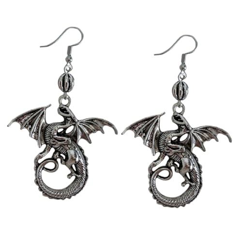 PartyKindom Vintage Ohrhänger Damen Retro Drachen Design Antiallergisch Legierung Modisch Vielseitig für Festival Alltag von PartyKindom