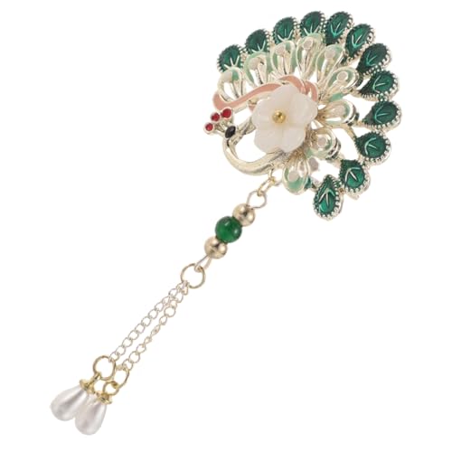 PartyKindom Vintage Pfauenbrosche mit funkelnden Perlen und Quasten Filigranes Design Vielseitige Schmucknadel für Damen Eleganter Begleiter zu Hochzeiten Geburtstagen und Festlichen Anlässen von PartyKindom