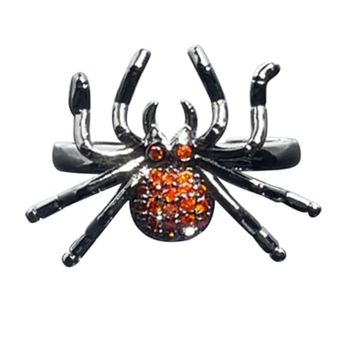 PartyKindom Halloween-ring Mit Schwarzer Spinne Vintage-punk-stil Strass-intarsien Verstellbarer Fingerring Modisches Schmuckstück Für Damen von PartyKindom