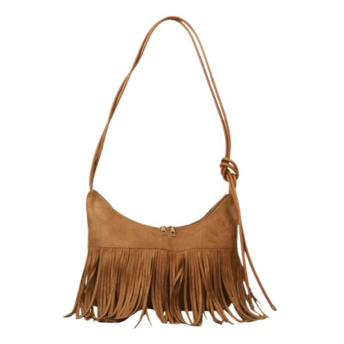 PartyKindom Vintage Schultertasche Damen Umhängetasche mit Quasten Retro Crossbody Bag für Outdoor Shopping und Alltag Kleine Schultertasche für Frauen und Mädchen Robustes Material Geräumig von PartyKindom