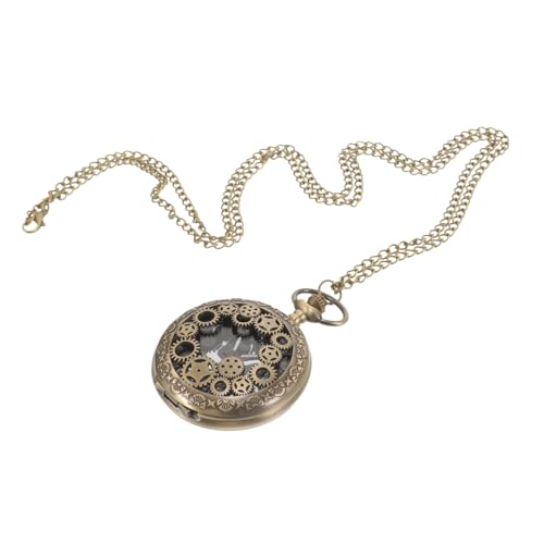 PartyKindom Vintage Taschenuhr mit Hohlzahnraddesign Dekorative Quarzuhr mit Verstellbarer Kette Analoge Taschenuhr für Herren und Damen Stilvolle Retro Uhr für Alltag und Geschenk von PartyKindom