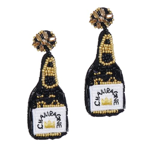 PartyKindom Vintage Weinflaschen Ohrringe Damen Handgefertigte Perlen und Pailletten Ohrstecker Modischer Retro Schmuck Tragbar für Frauen und Mädchen von PartyKindom