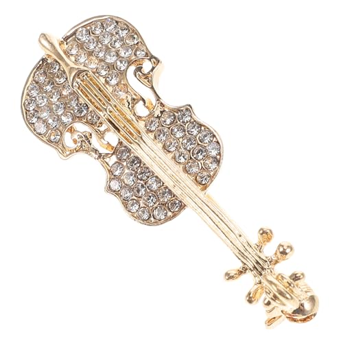 PartyKindom Violin Brosche mit Strass für Kleidung Tasche Hut Zubehör Anstecknadel für Damen Goldene Musikerbrosche für Anlässe Modisches Accessoire für Look von PartyKindom