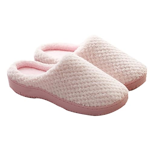 PartyKindom Warme Damen Hausschuhe mit Memory schaum Rutschfeste Baumwollpantoffeln für Winter Weiche Atmungsaktive Schlafzimmer pantoffeln Gepolsterte Leichte Winter wohnschuhe von PartyKindom