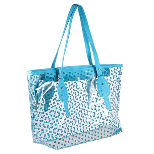 PartyKindom Wasserdichte Damen Strandtasche aus PVC mit Modischem Punktmuster Leichte Badetasche für Frauen und Mädchen Langlebige Handtasche für Strand und Freizeit von PartyKindom