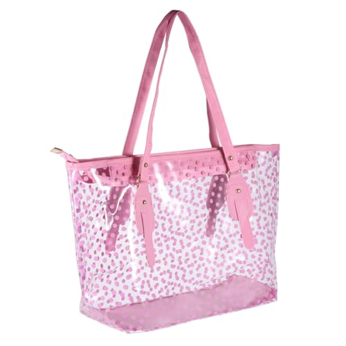 PartyKindom Wasserdichte Damen Strandtasche aus PVC mit Modischem Punktmuster Runde Form Leichte Handtasche für Sommer Beach Bag für Frauen und Mädchen von PartyKindom